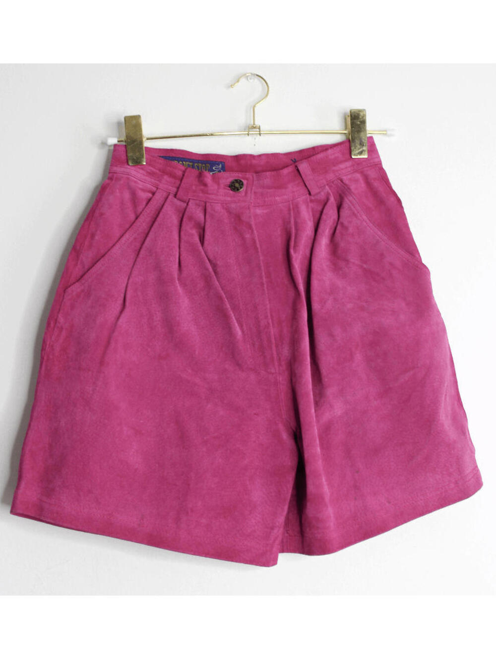VTG Pink Suede Leather High Waist Pleated Shorts - 6